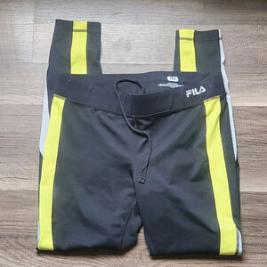 Activewear FILA Sport Black leggings with yellow and white accents Size M
